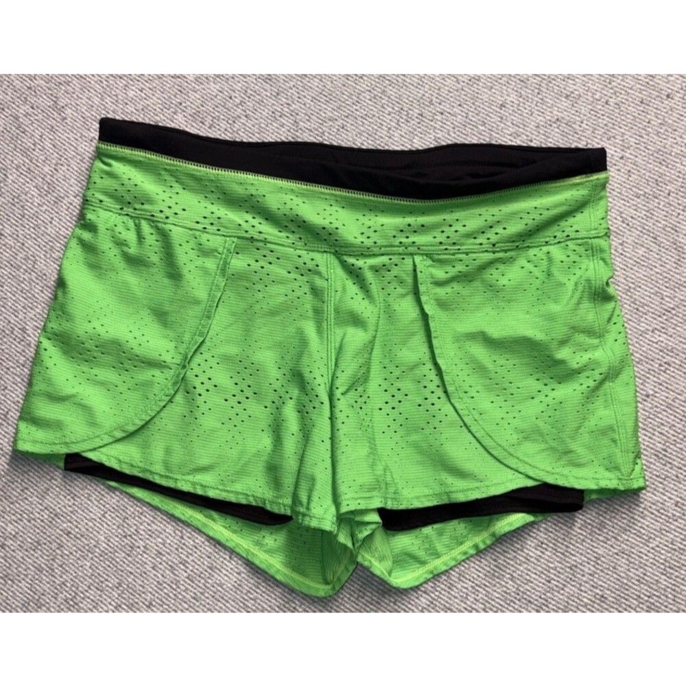 Athleta Two-in-One Running Shorts - Size Small - Neon Green/Black